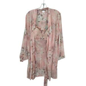 Intimo Donatella Nightgown‎ XL Robe M Womens Fairy Whimsy READ Pink Floral